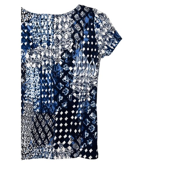 Rafaella Studio Top Womens Small Blue White Short Sleeve Blouse Cotton - Picture 11 of 12